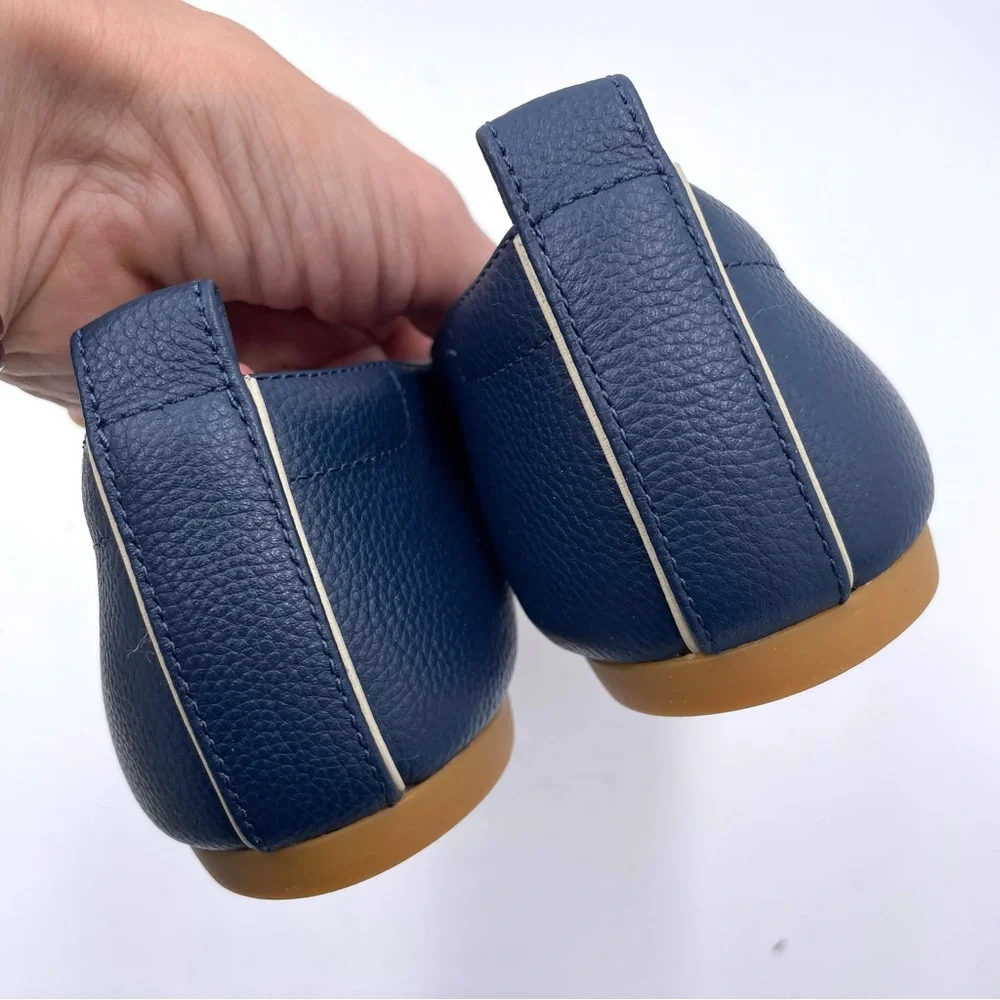 Everlane Navy Leather Ballet Flats
